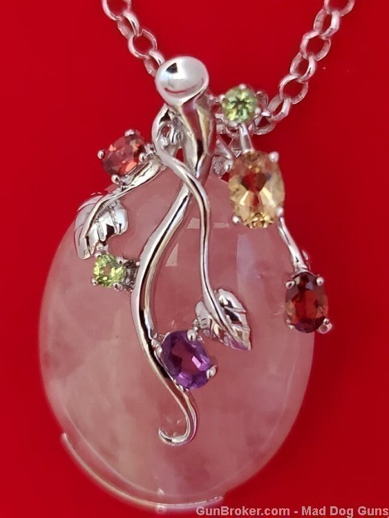 Ladies Rose Quartz Gemstone & 925 Sterling Silver Necklace. SS41. *REDUCED*-img-4