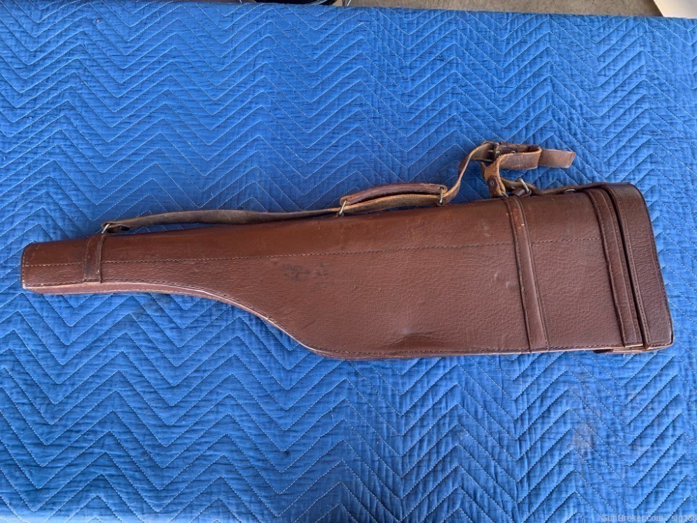 ANTIQUE LEATHER TAKEDOWN RIFLE SHOTGUN CASE-img-0