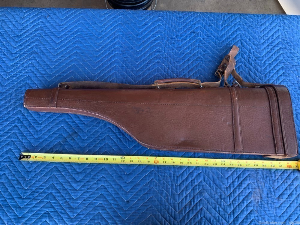 ANTIQUE LEATHER TAKEDOWN RIFLE SHOTGUN CASE-img-1