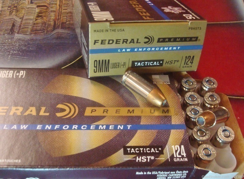 200 Federal 9mm HST 124 gr JHP +P LE TACTICAL P9HST3 new ammunition-img-2