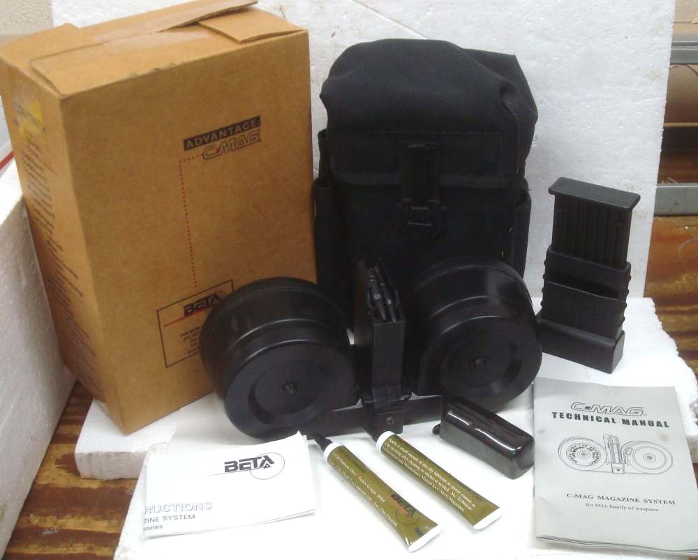 BETA C-MAG AR-15 M16 FACTORY 5.56MM .223 100 ROUND L.E. DRUM & POUCH-img-0