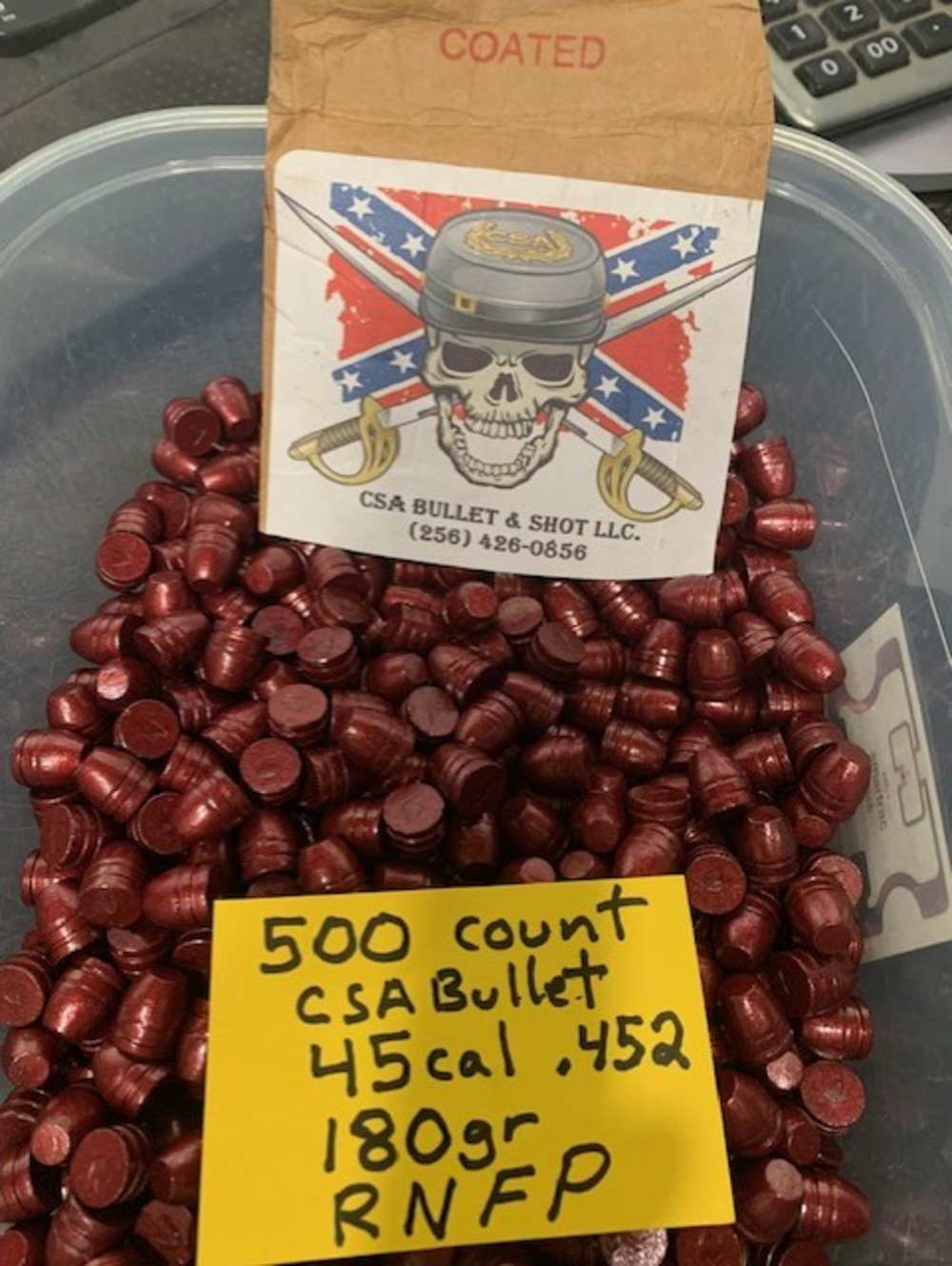 500 Count CSA Bullet 45cal 180gr RNFP coated red .452-img-0