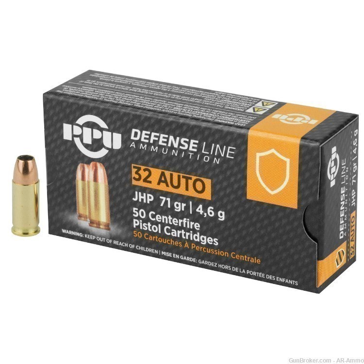 32 ACP 71gr JHP Prvi Partizan PPU Defense Pistol Ammo 100rds NO CC FEES..-img-0