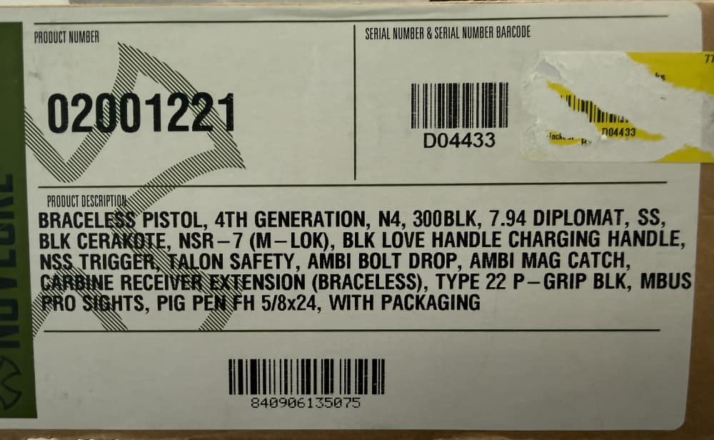NOVESKE 7.94" DIPLOMAT N4 AMBI BRACELESS PISTOL-img-0