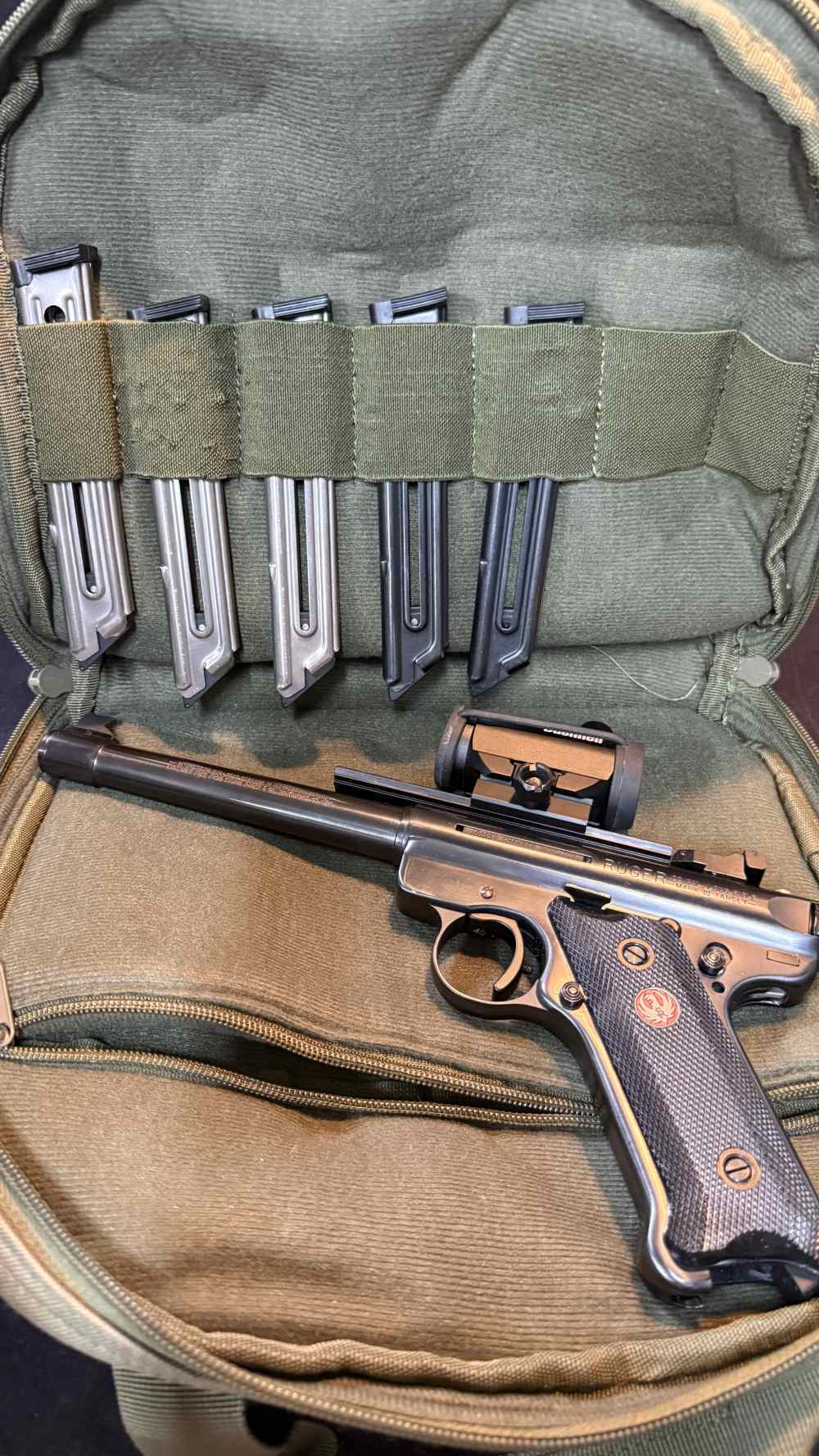 Ruger Mark III Target .22 LR Bull Barrel w/ Bushnell Red Dot, Rail, Case & -img-6