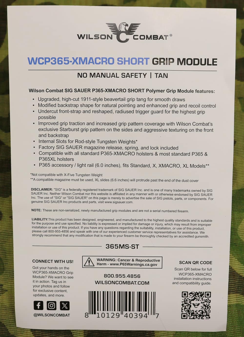 Wilson Short Grip module for Sig P365-XMacro, Tan, Factory new-img-3