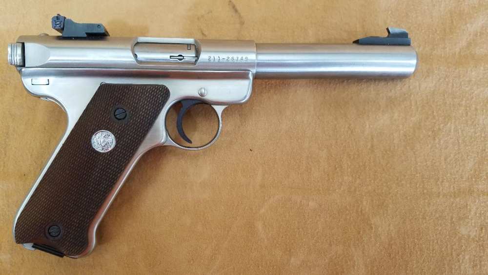 RUGER MKII 22LR 5" BULL BARREL TARGET MODEL STAINLESS STEEL, FREE SHIPPING-img-0