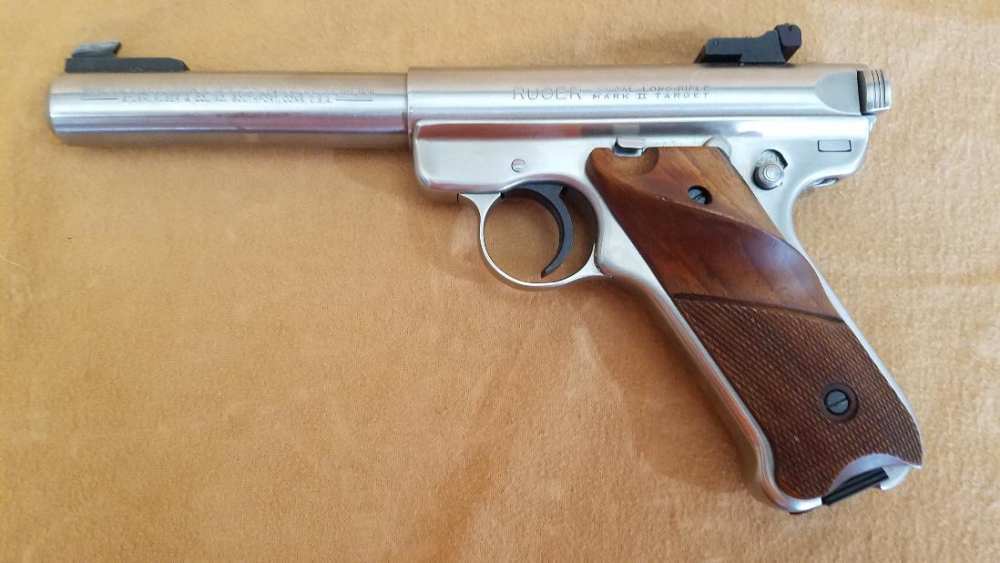 RUGER MKII 22LR 5" BULL BARREL TARGET MODEL STAINLESS STEEL, FREE SHIPPING-img-1
