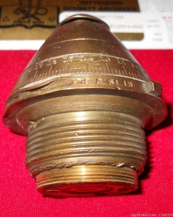 U.S. COAST ARTILLERY FUZE SUPER RARE M1907 FROM Col. Jarrett COL.# 50B-img-1