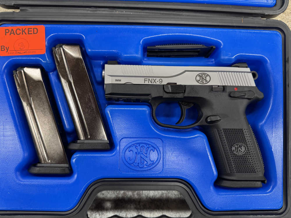 FNH FNX 9MM AMBI SEMI AUTO PISTOL W/ 3-17RD MAGAZINES IN CASE A+ EXCELLENT -img-1