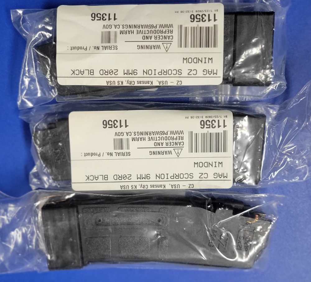 CZ SCORPION 9MM Black Window 20 RD MAG 11356 LOT OF 3-img-1
