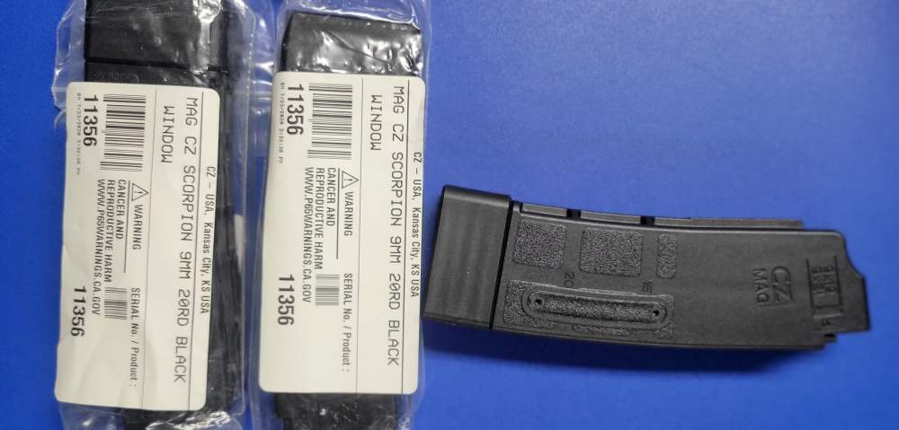 CZ SCORPION 9MM Black Window 20 RD MAG 11356 LOT OF 3-img-0