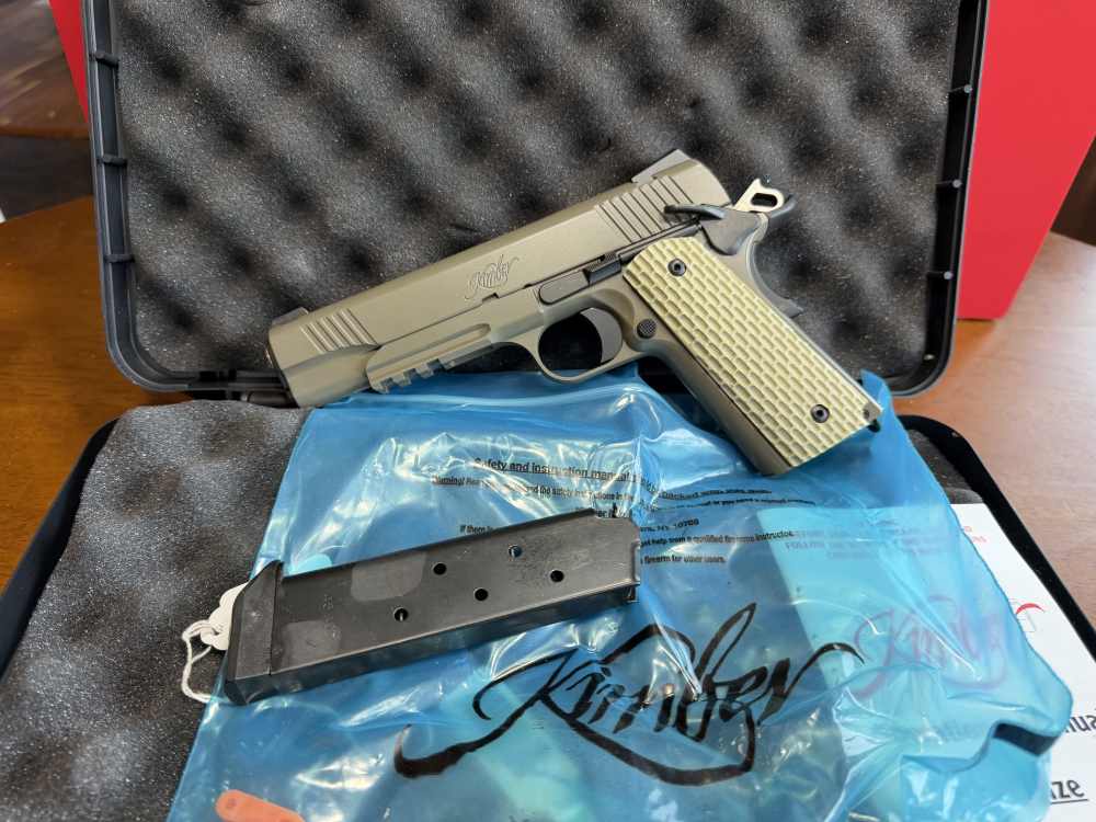 NIB Kimber Desert Warrior 1911 .45 ACP Night Sights Rail FDE SKU 3000236-img-2