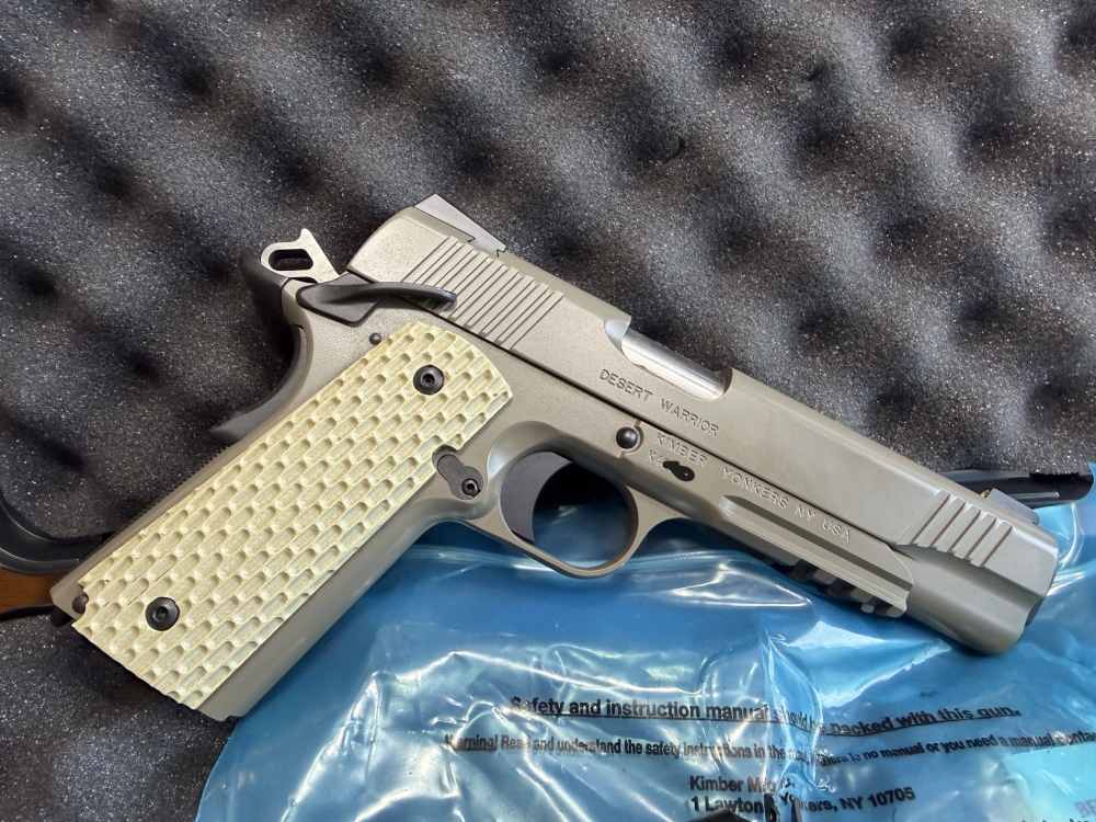 NIB Kimber Desert Warrior 1911 .45 ACP Night Sights Rail FDE SKU 3000236-img-0