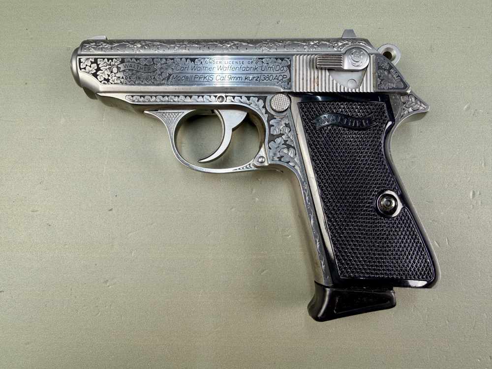 Custom Engraved Walther PPK/S .380 ACP Stainless – Interarms – Case – 1 Mag-img-1