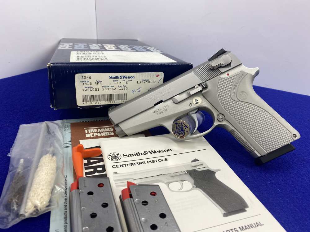 1991 Smith Wesson 3913 LadySmith 9mm Stainless 3.5" *3RD GEN SINGLE-STACK*-img-3