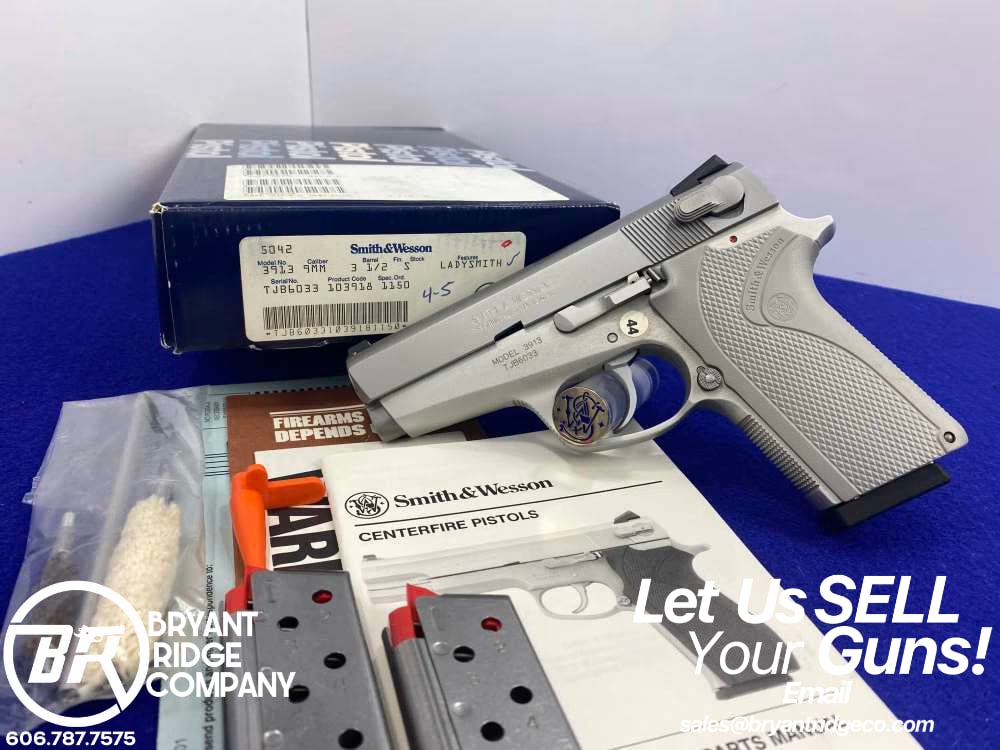 1991 Smith Wesson 3913 LadySmith 9mm Stainless 3.5" *3RD GEN SINGLE-STACK*-img-0