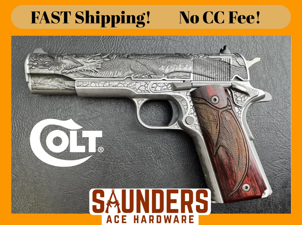 COLT 1911 GOVERNMENT DRAGON Pistol AAA Engraved 1 of 300 Fixed GI Sights -img-0