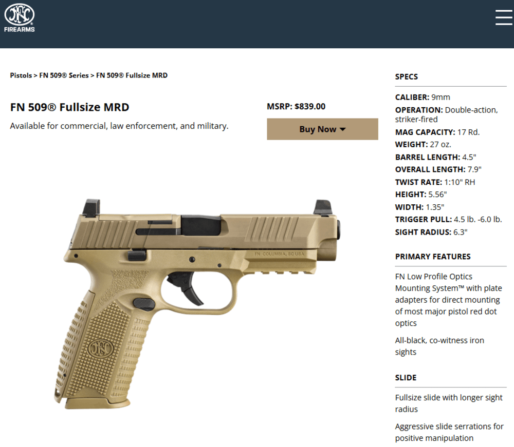 FN 509 Fullsize MRD – 9mm – Flat Dark Earth | OEM Flat Face Trigger Upgrade-img-11