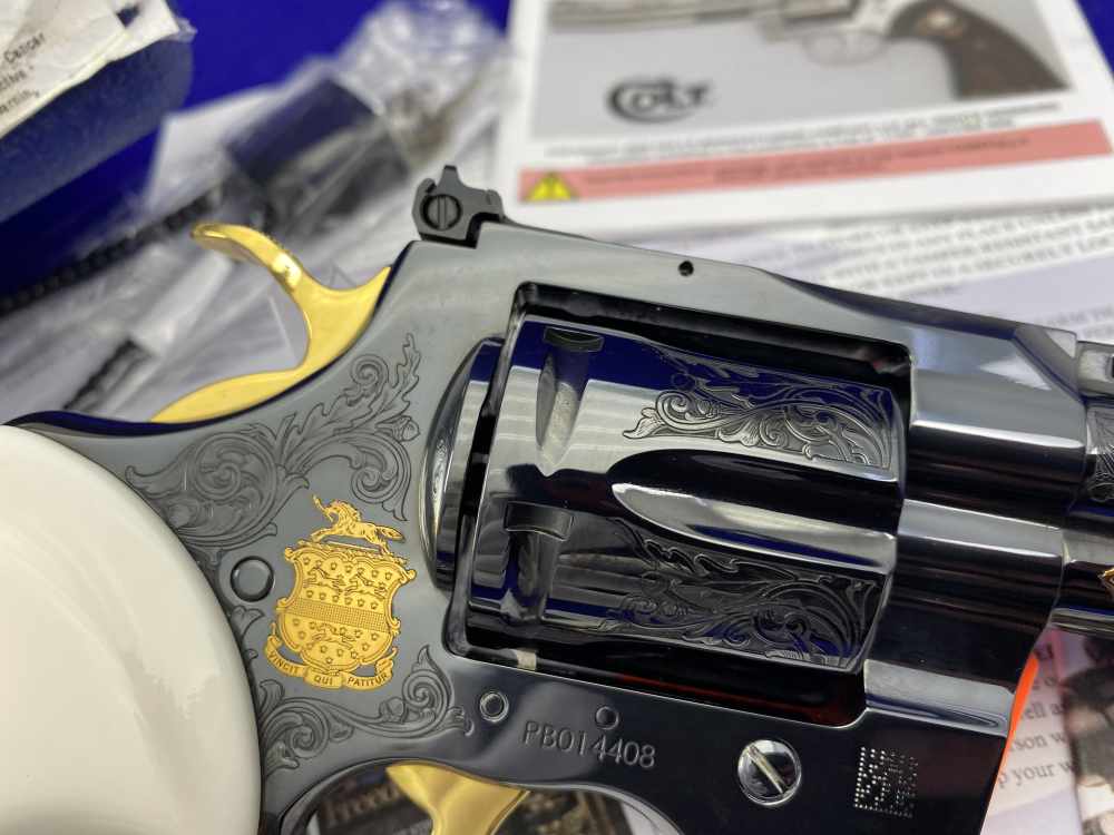 Colt Python .357 Mag Blued 4.25" *GORGEOUS SCROLL GOLD INLAY ENGRAVED*-img-23