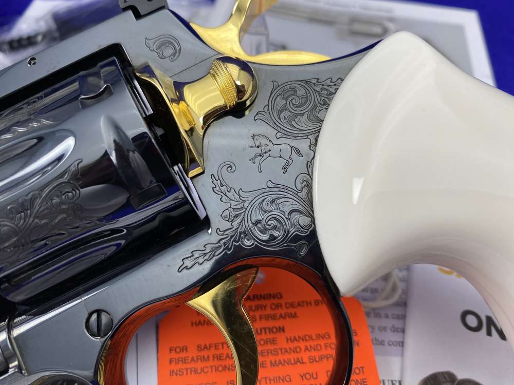 Colt Python .357 Mag Blued 4.25" *GORGEOUS SCROLL GOLD INLAY ENGRAVED*-img-7