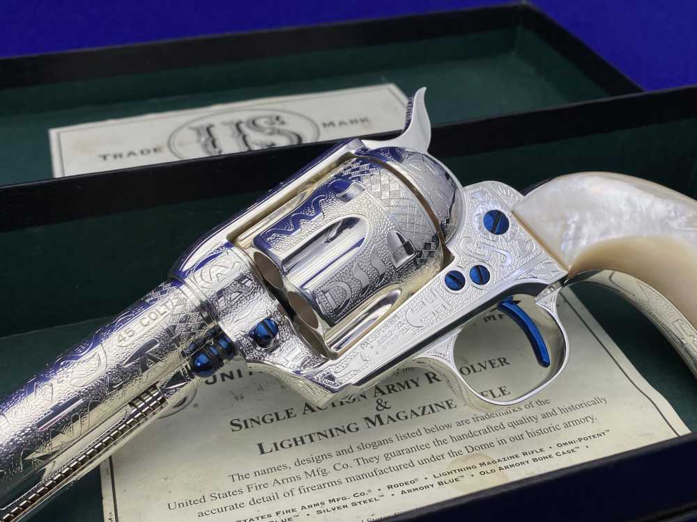 *KELLY LASTER CATTLE BRAND ENGRAVED* USFA SAA Silver Plated & Fire Blue .45-img-79