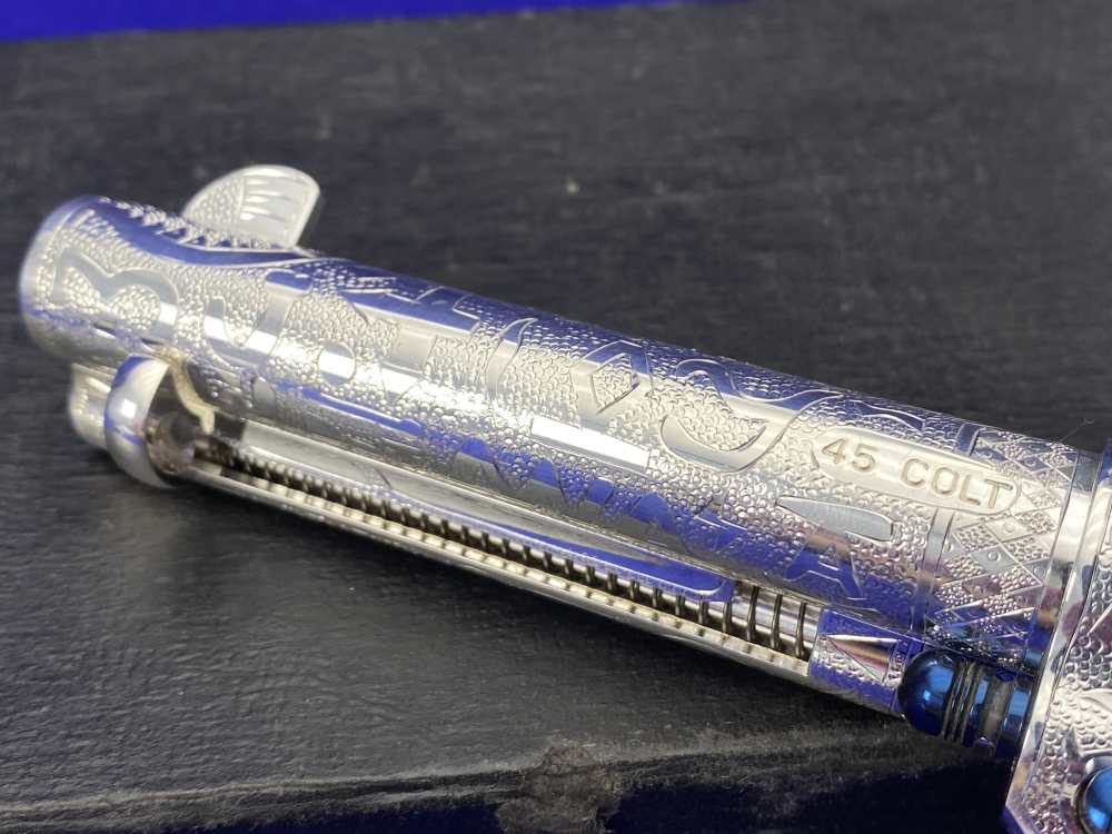 *KELLY LASTER CATTLE BRAND ENGRAVED* USFA SAA Silver Plated & Fire Blue .45-img-60