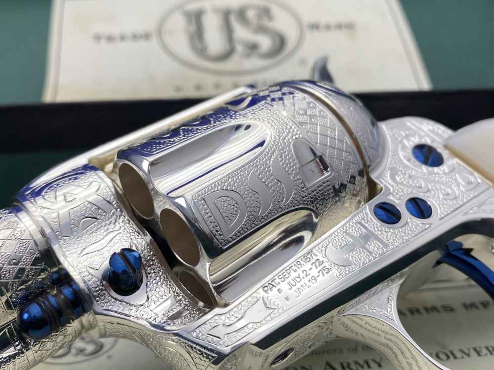 *KELLY LASTER CATTLE BRAND ENGRAVED* USFA SAA Silver Plated & Fire Blue .45-img-81