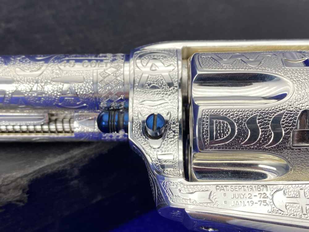 *KELLY LASTER CATTLE BRAND ENGRAVED* USFA SAA Silver Plated & Fire Blue .45-img-58