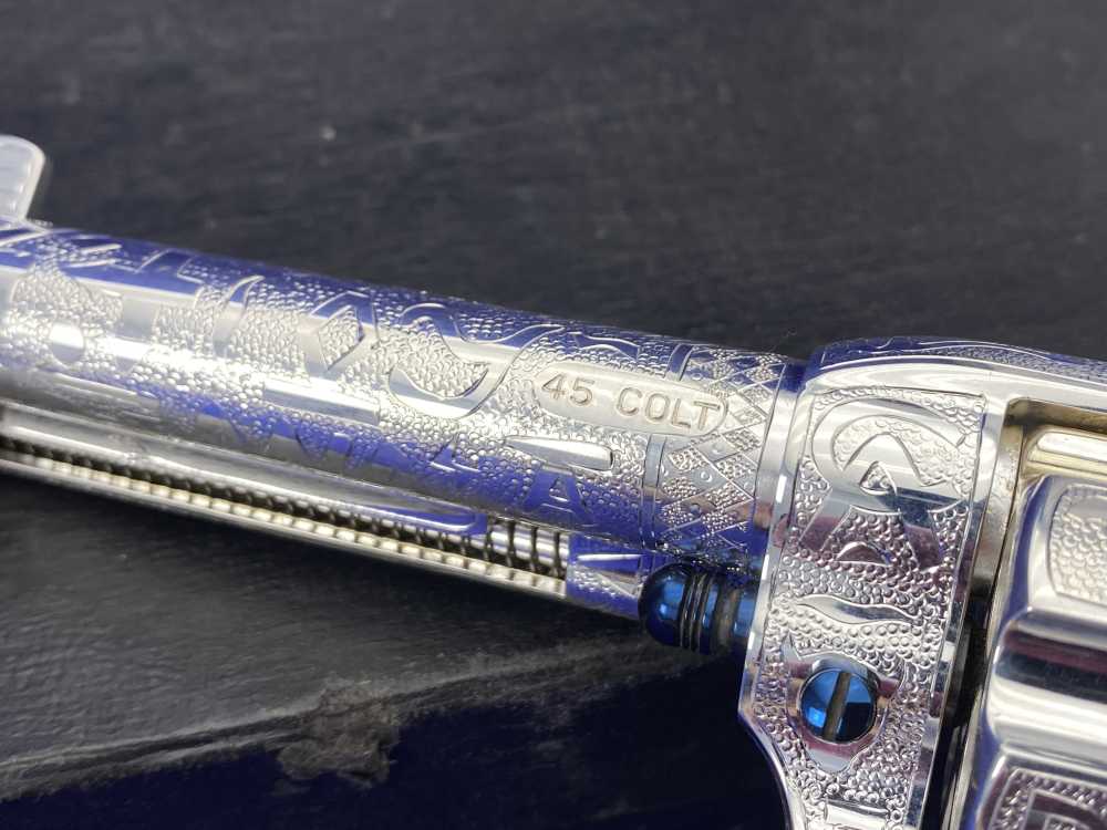 *KELLY LASTER CATTLE BRAND ENGRAVED* USFA SAA Silver Plated & Fire Blue .45-img-59