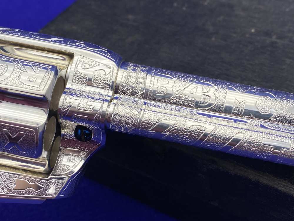 *KELLY LASTER CATTLE BRAND ENGRAVED* USFA SAA Silver Plated & Fire Blue .45-img-69