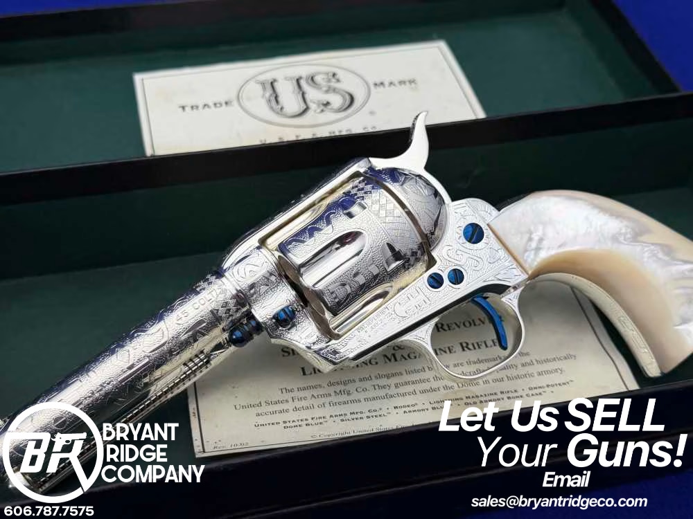 *KELLY LASTER CATTLE BRAND ENGRAVED* USFA SAA Silver Plated & Fire Blue .45-img-0