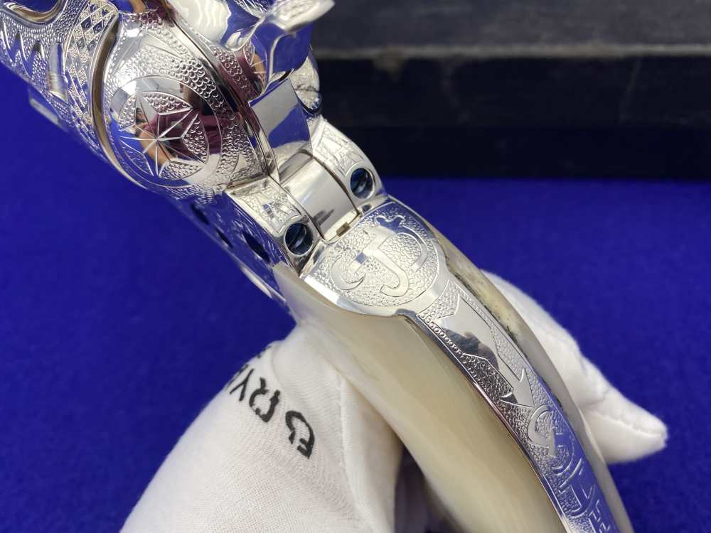 *KELLY LASTER CATTLE BRAND ENGRAVED* USFA SAA Silver Plated & Fire Blue .45-img-32