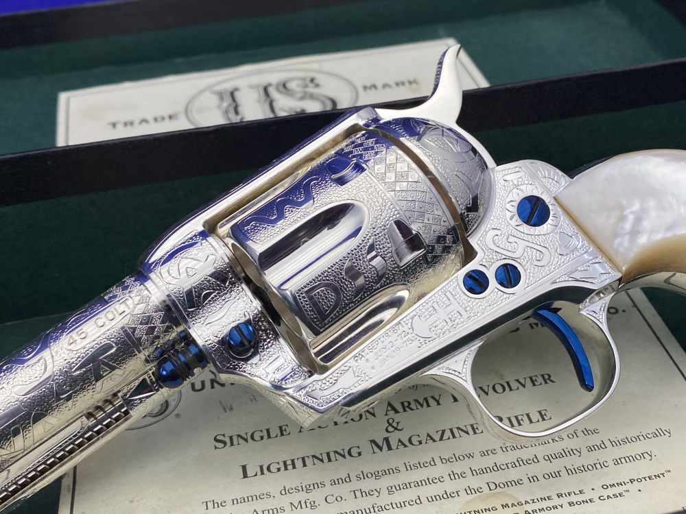 *KELLY LASTER CATTLE BRAND ENGRAVED* USFA SAA Silver Plated & Fire Blue .45-img-78