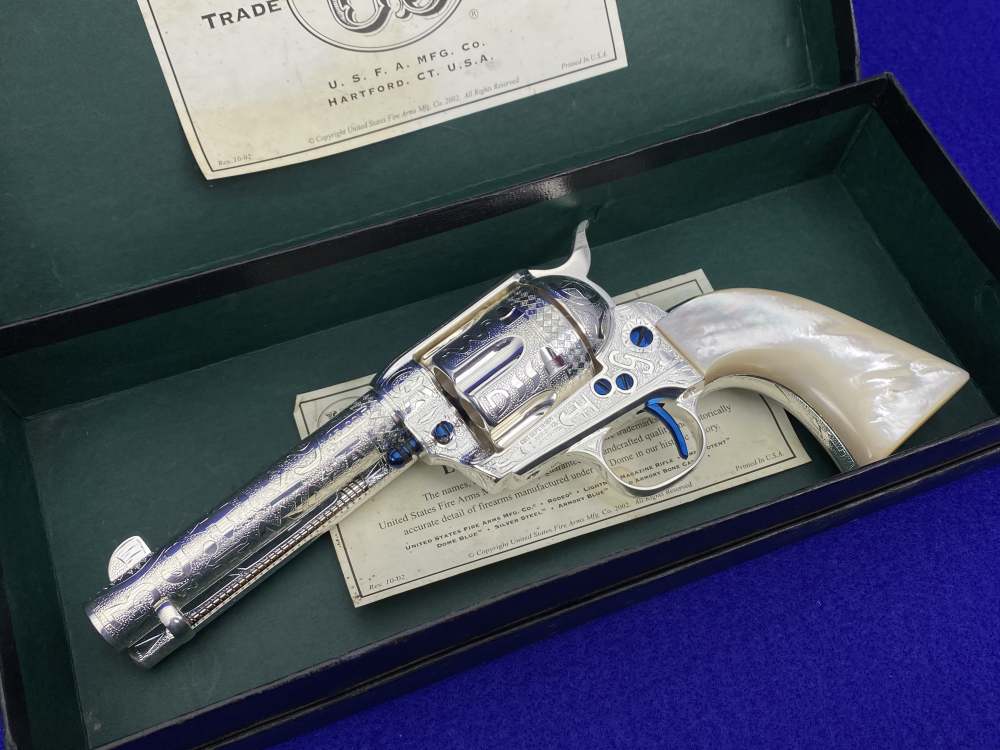 *KELLY LASTER CATTLE BRAND ENGRAVED* USFA SAA Silver Plated & Fire Blue .45-img-80