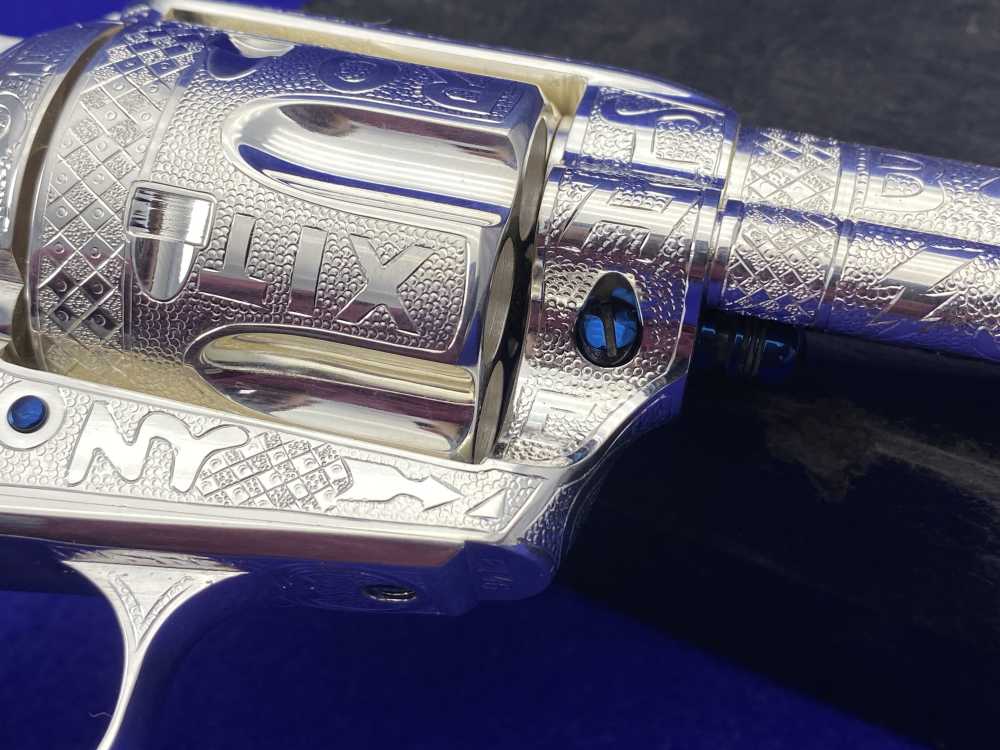 *KELLY LASTER CATTLE BRAND ENGRAVED* USFA SAA Silver Plated & Fire Blue .45-img-68