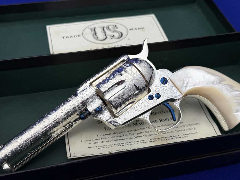*KELLY LASTER CATTLE BRAND ENGRAVED* USFA SAA Silver Plated & Fire Blue .45-img-2