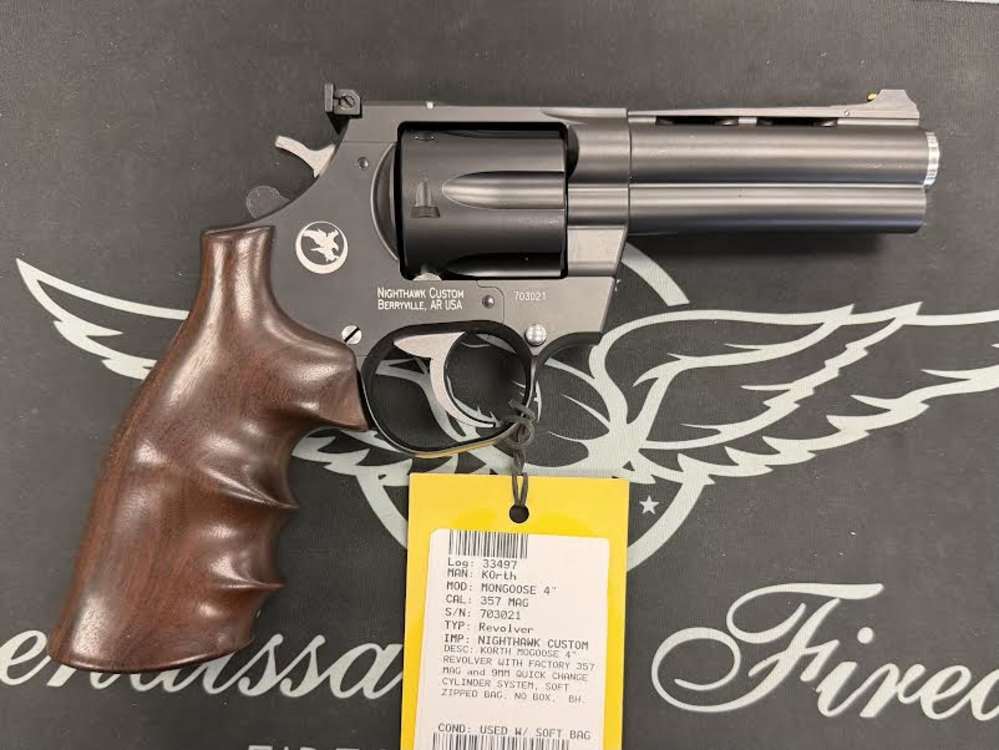 KORTH MONGOOSE 4'' .357MAG REVOLOVER W/ QUICK CHANGE 9MM CYLINDER + ZIP BAG-img-1