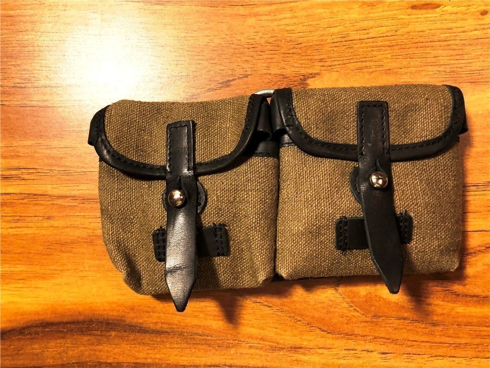 Wwii German G43, K43 Green Canvas Ammo Pouch Reproduction, New, No Markings-img-0