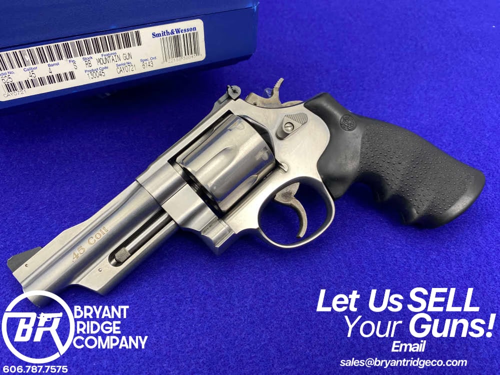 1996 Smith Wesson 625-6 .45 Colt Stainless *FANTASTIC "MOUNTAIN GUN" MODEL*-img-0