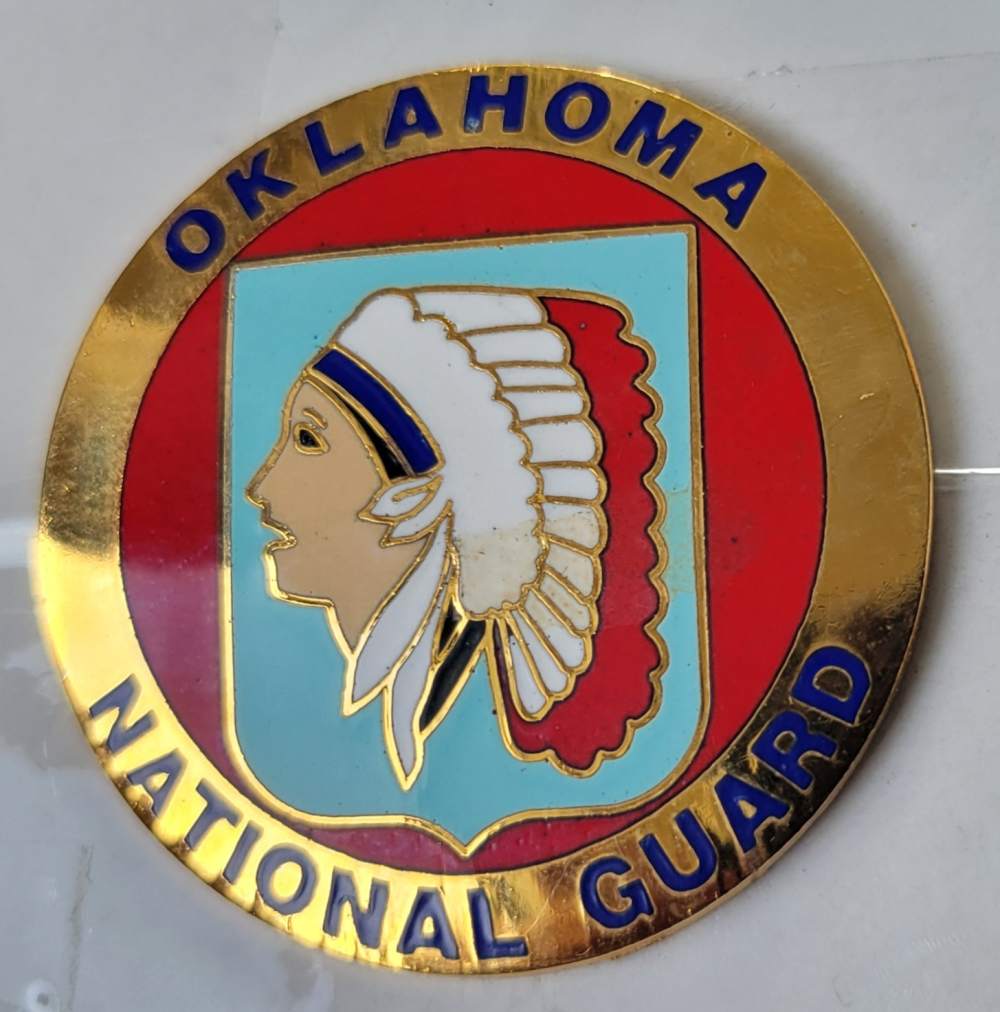 Oklahoma National Guard Stock Disc Emblem M1 Carbine State Flag-img-0