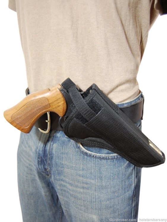 Barsony Black Nylon Cross Draw Holster for 6" Revolvers Size 7 Right-img-0