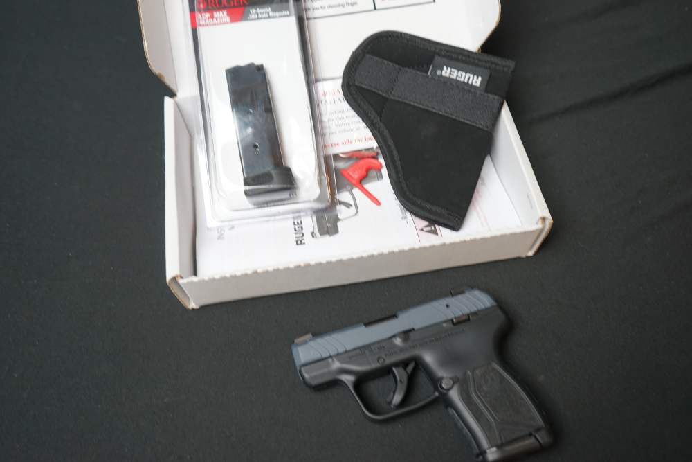 Ruger LCP Max .380 ACP, Cobalt Kinetics Slate, Box, 2 mags, Soft Holster-img-1