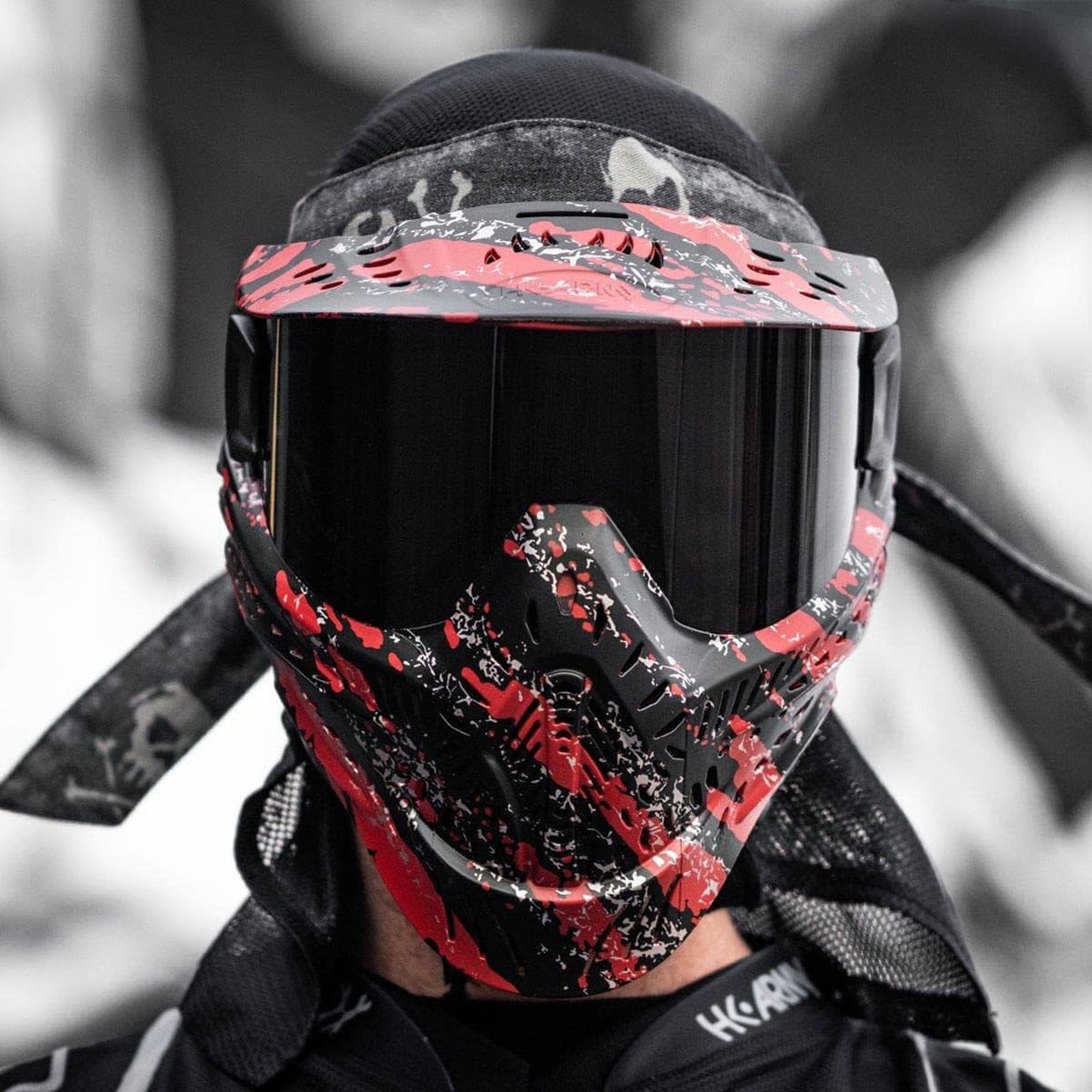 HK ARMY HSTL Fracture Black/Red Paintball Mask with Smoke Thermal Lens-img-5
