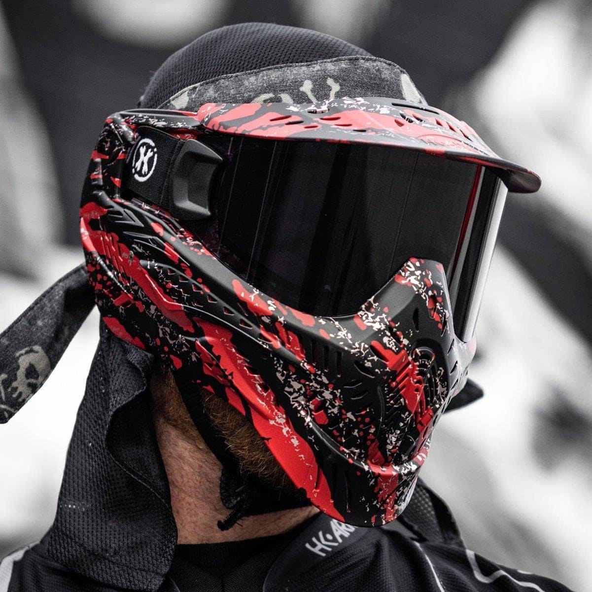 HK ARMY HSTL Fracture Black/Red Paintball Mask with Smoke Thermal Lens-img-6