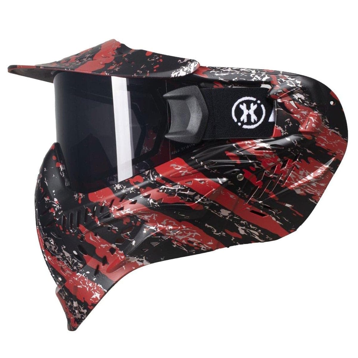 HK ARMY HSTL Fracture Black/Red Paintball Mask with Smoke Thermal Lens-img-1