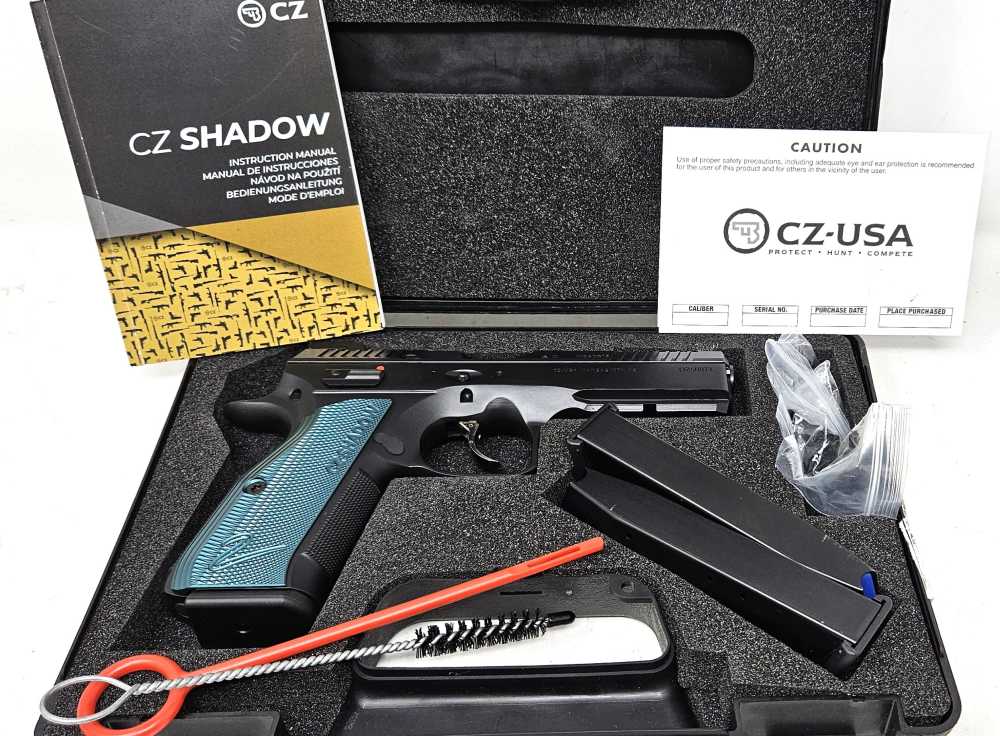 CZ Shadow 2 Black and Blue Like New 3 mags Case Papers Accessories-img-0