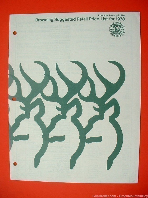 1978 OEM BROWNING Catalog Companion Retail Price List - XLNT !-img-0