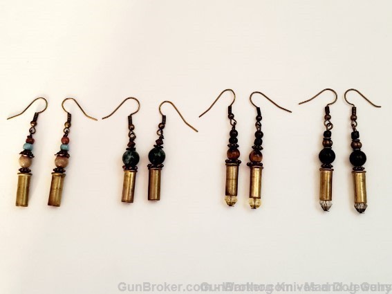 Bullets, Crystals & Bling Earrings. 4 Pair. Handmade. 1 of 1. E3. *REDUCED*-img-0