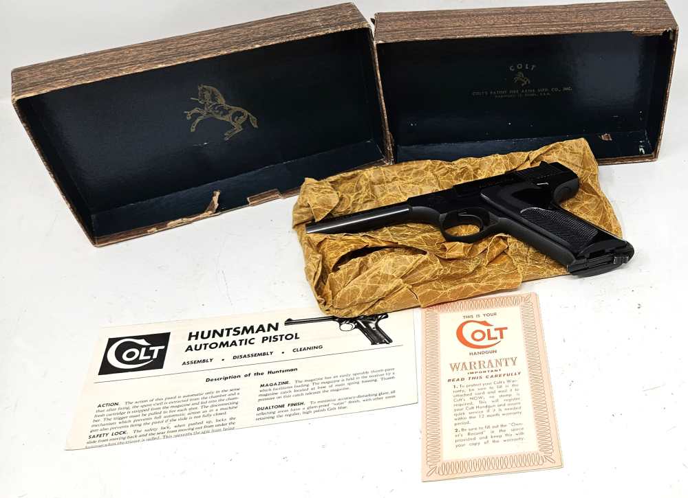 Colt Huntsman .22 LR 4.5" — MFG 1957, Original Box & Papers Colt Blue-img-0